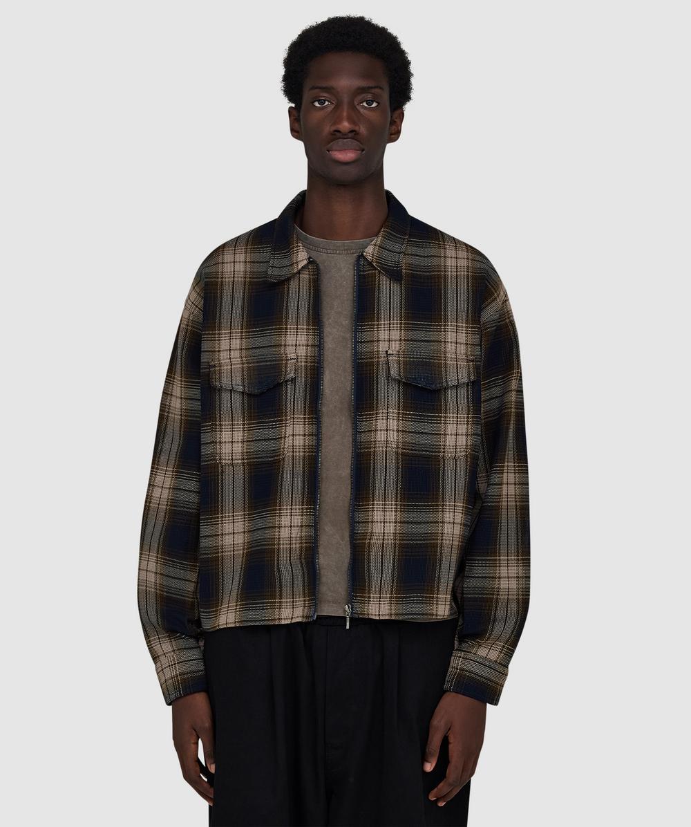 Beams Mesh Zip Shirt In Blue