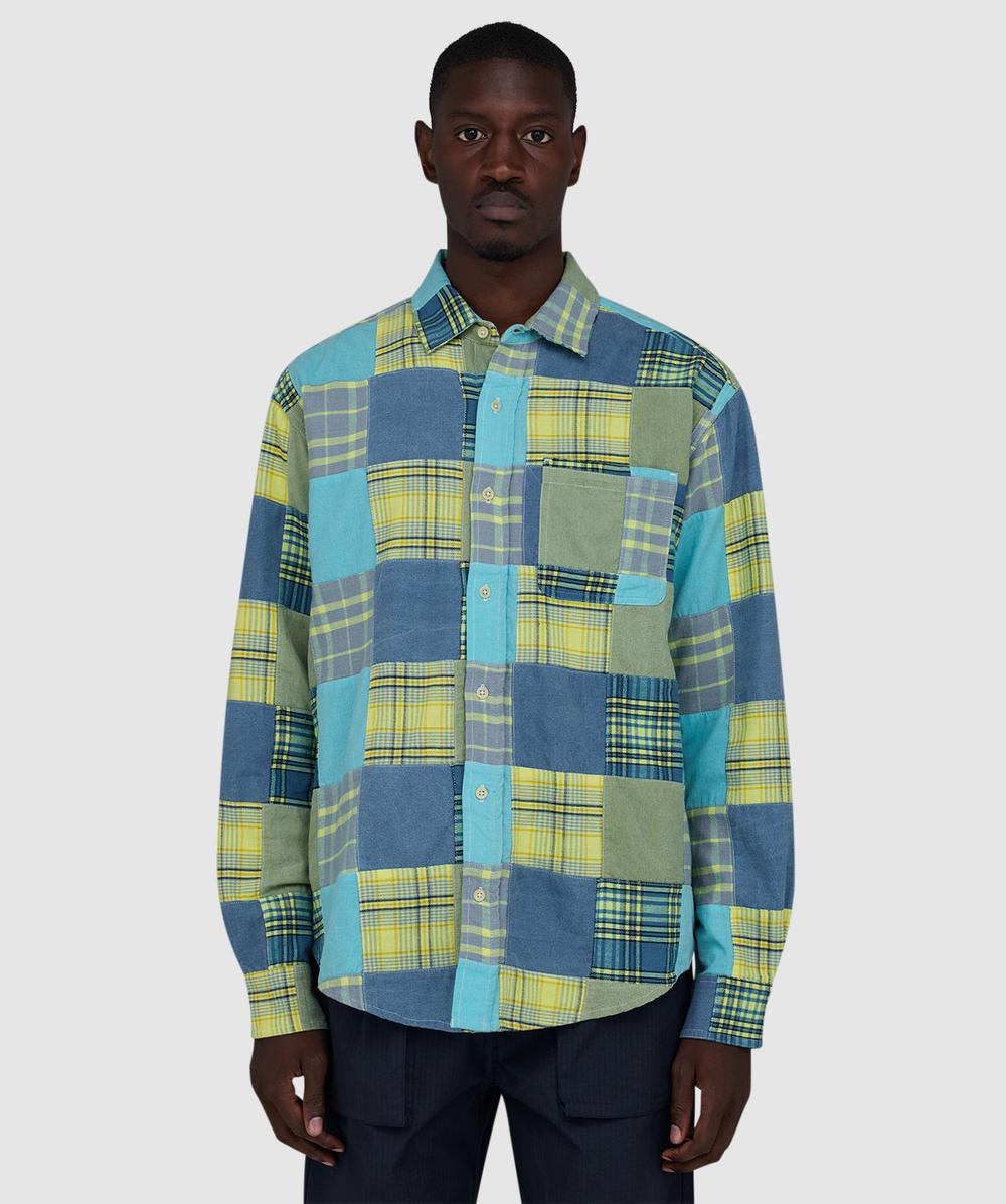 Cafe Mountain Patchwork Heritage Shirt In Blue