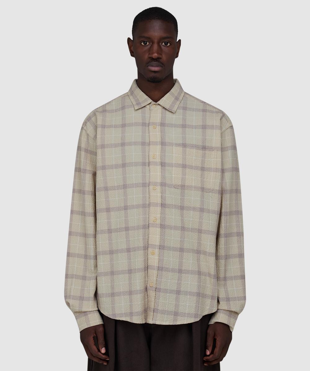 Cafe Mountain Wrinkled Check Heritage Shirt In Gold