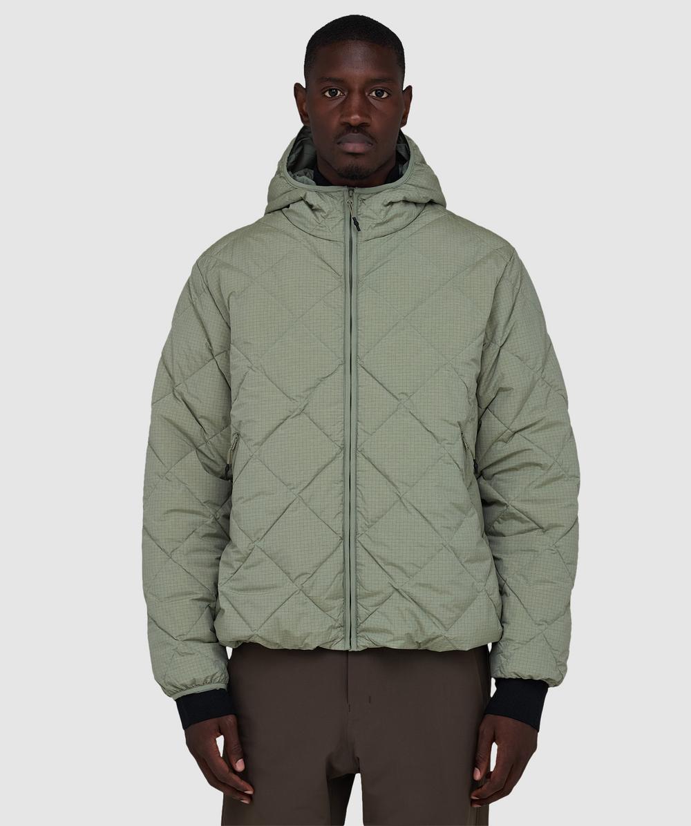 Hiking Patrol Base grid LT down hooded jacket | THYME | SEVENSTORE