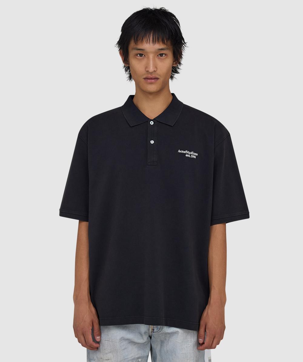 Acne Studios Men's Black Washed Logo Polo Shirt ( - Xl) - Size Xl
