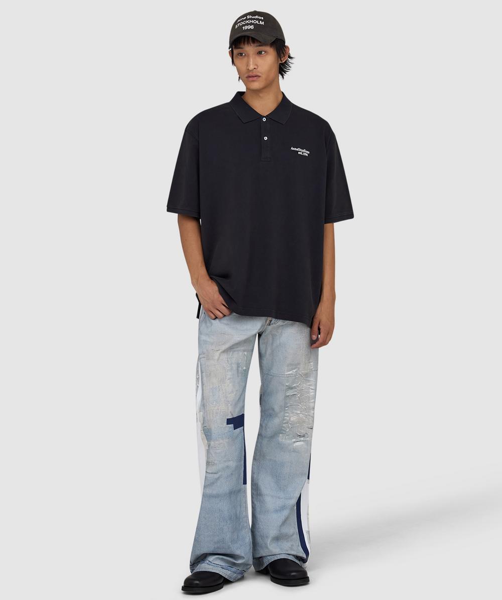 Acne Studios Washed logo polo shirt | BLACK | SEVENSTORE