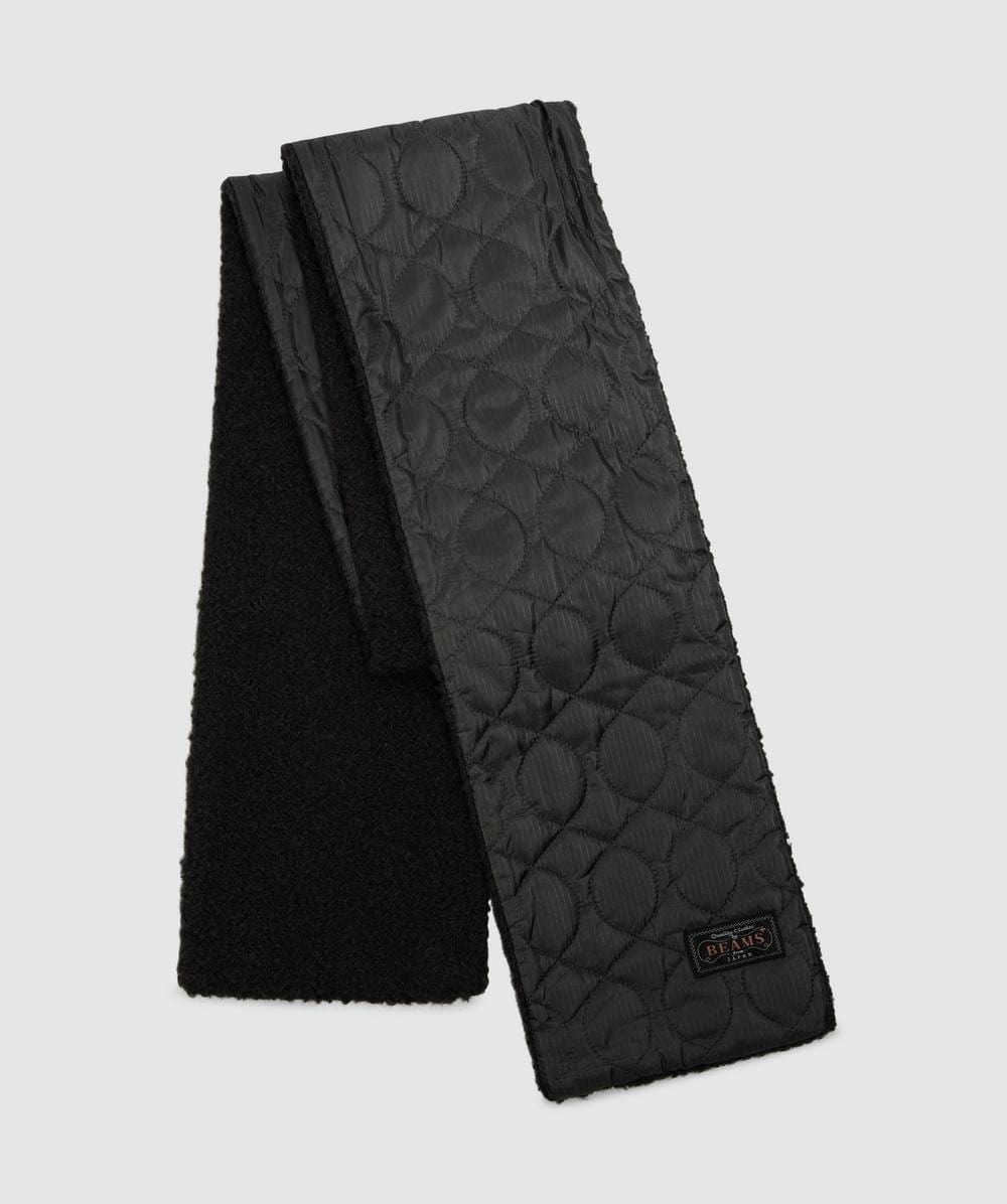 Beams Plus Muffler Boa Quilting Scarf In Black
