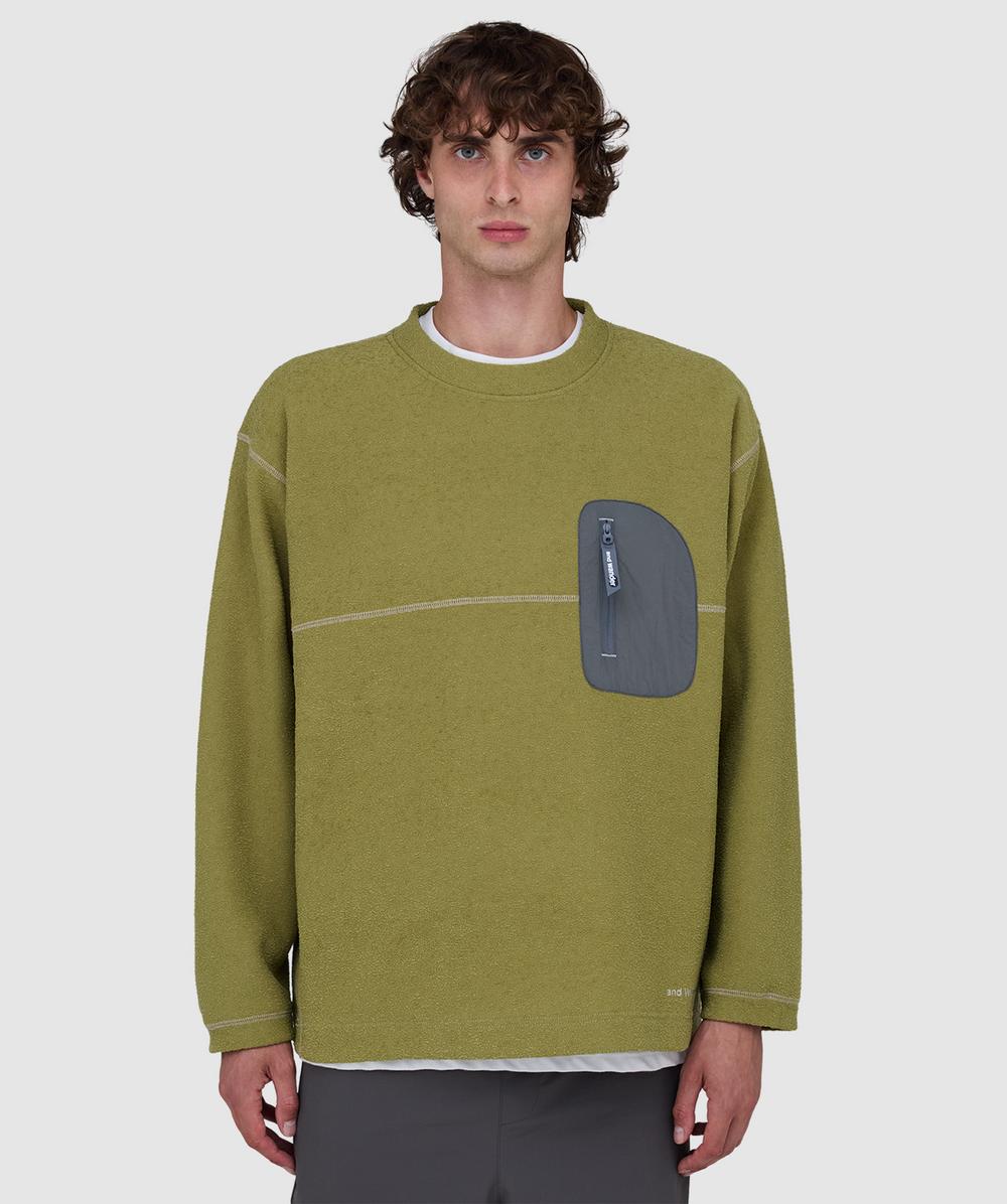 And Wander Pe Warm Pile Crewneck Sweater In Green