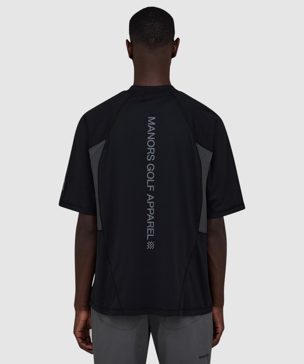 Manors Ranger Mock Neck Polo Shirt In Black