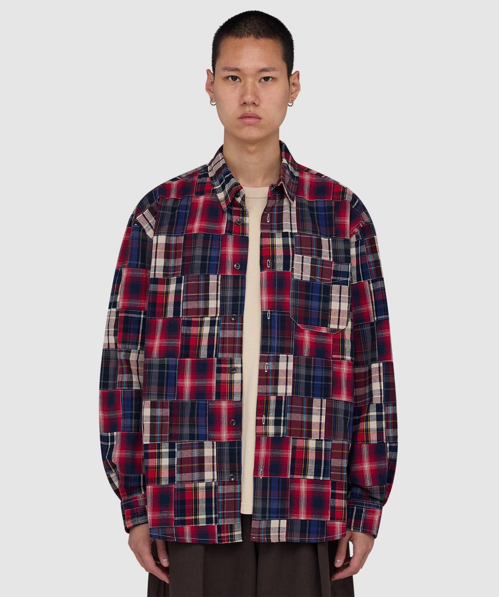 Frizmworks Madras Patchwork Relaxed Shirt In Brown