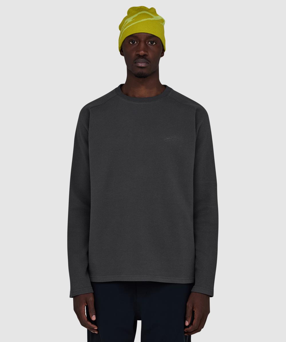 Mellow Clo Everyday Waffle Long Sleeve T-shirt In Grey