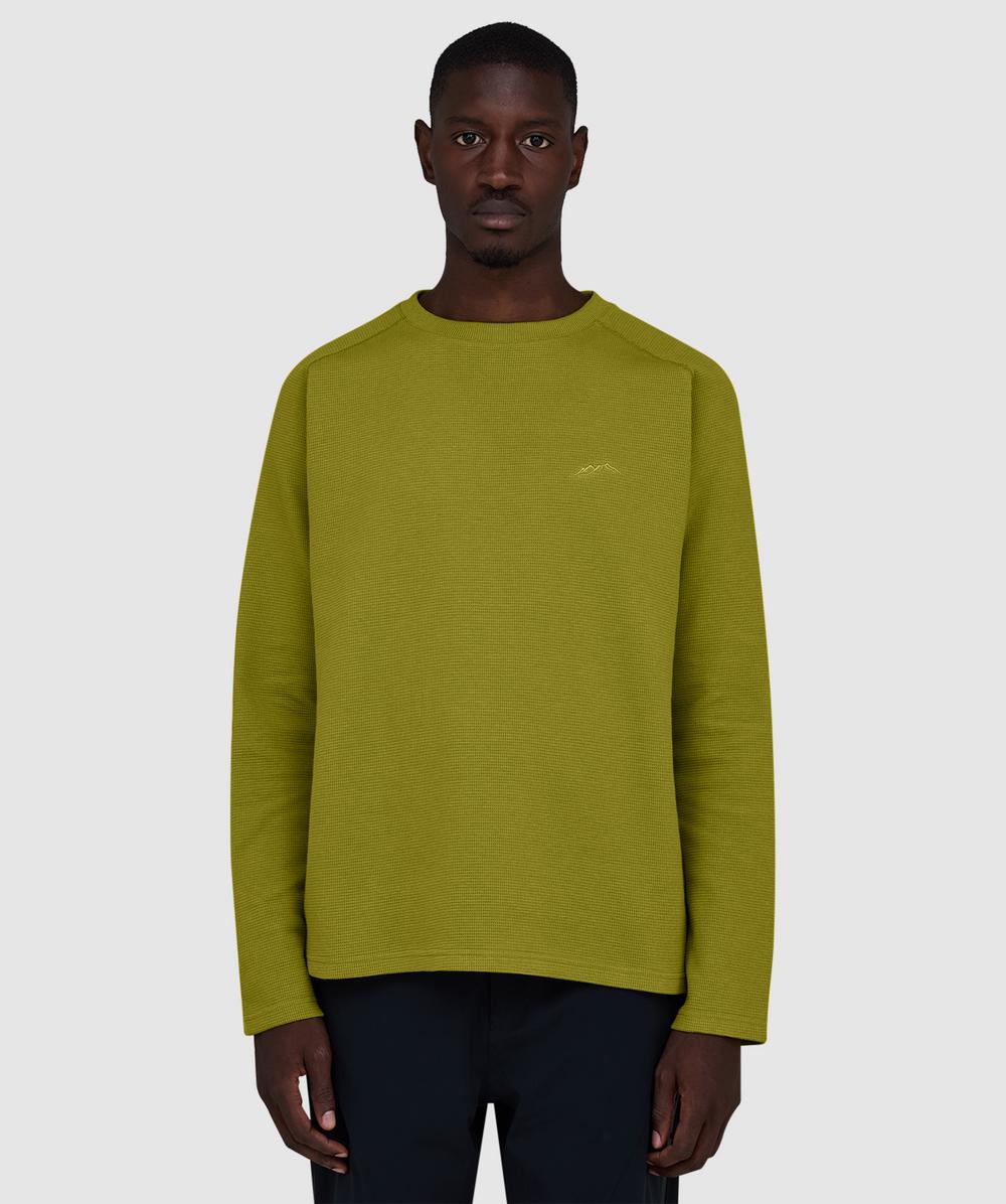 Mellow Clo Everyday Waffle Long Sleeve T-shirt In Green