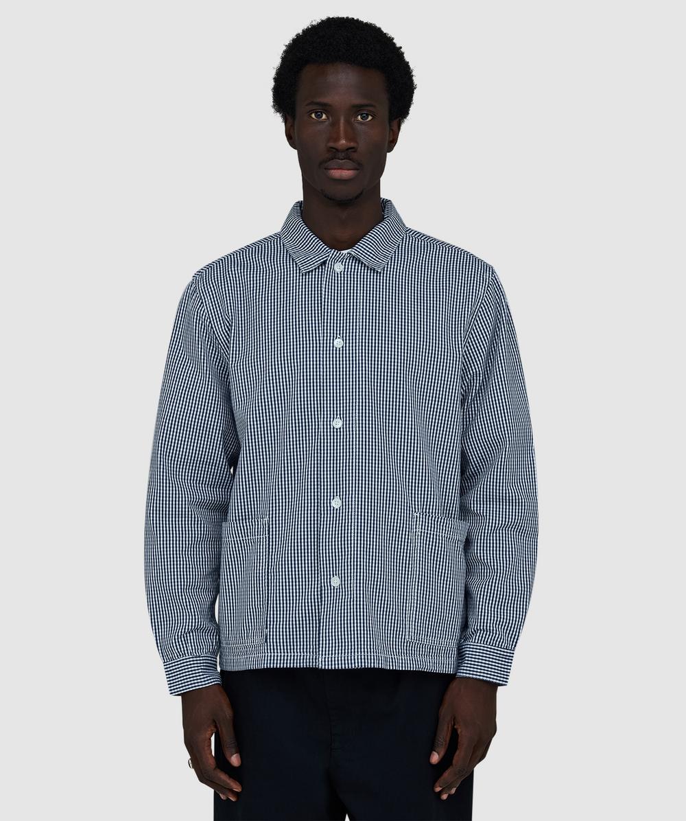 Service Works Gingham Waiter Shirt In Blue