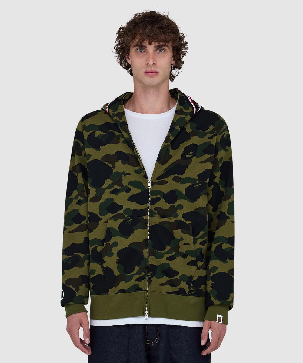 Bape - A Bathing Ape 1st Camo Shark Full Zip Hoodie In Green