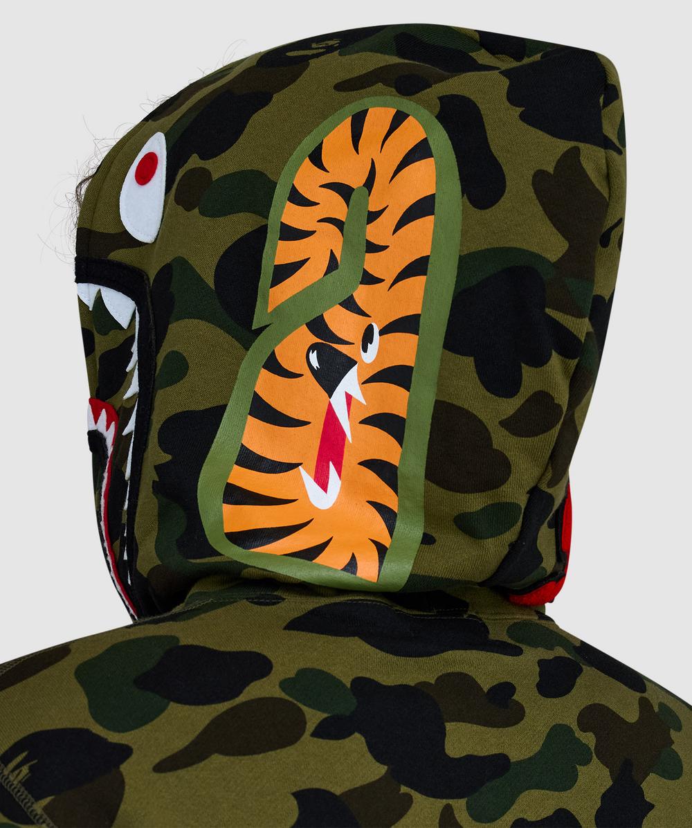 BAPE - A Bathing Ape 1st camo shark full zip hoodie | GREEN