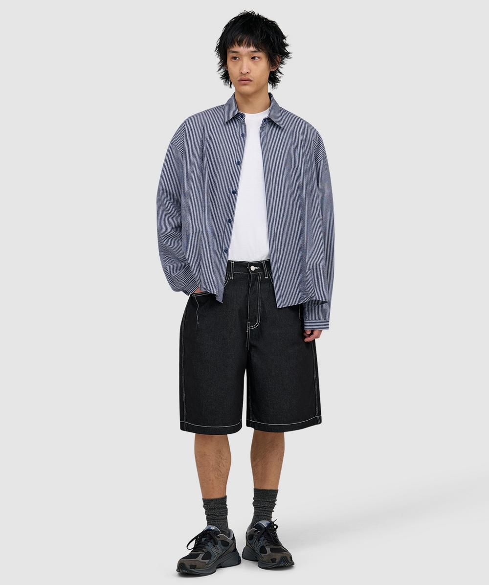 Estudio Niksen Half-dart raw denim short | BLACK | SEVENSTORE