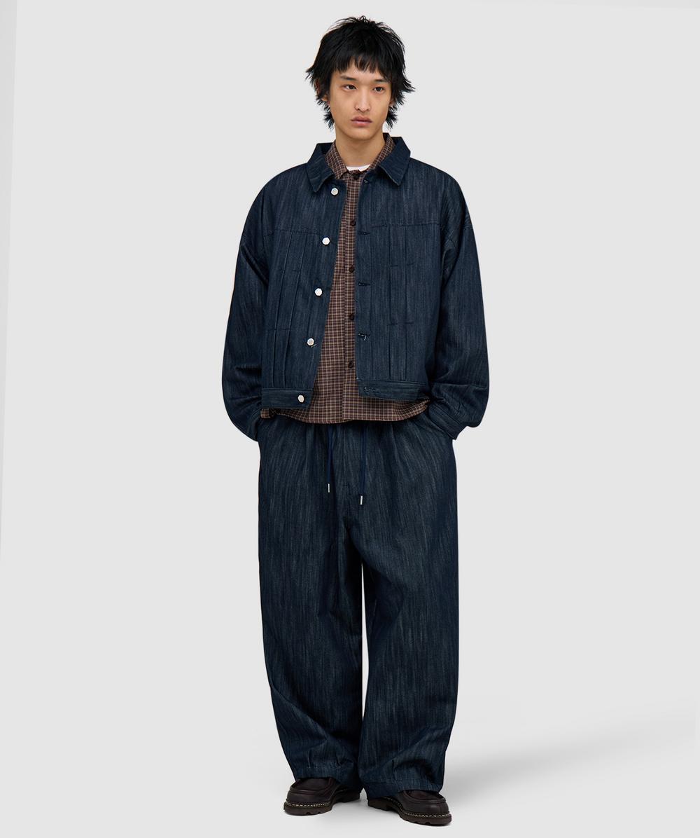 Estudio Niksen Back strap pleated trucker jacket | BLUE | SEVENSTORE