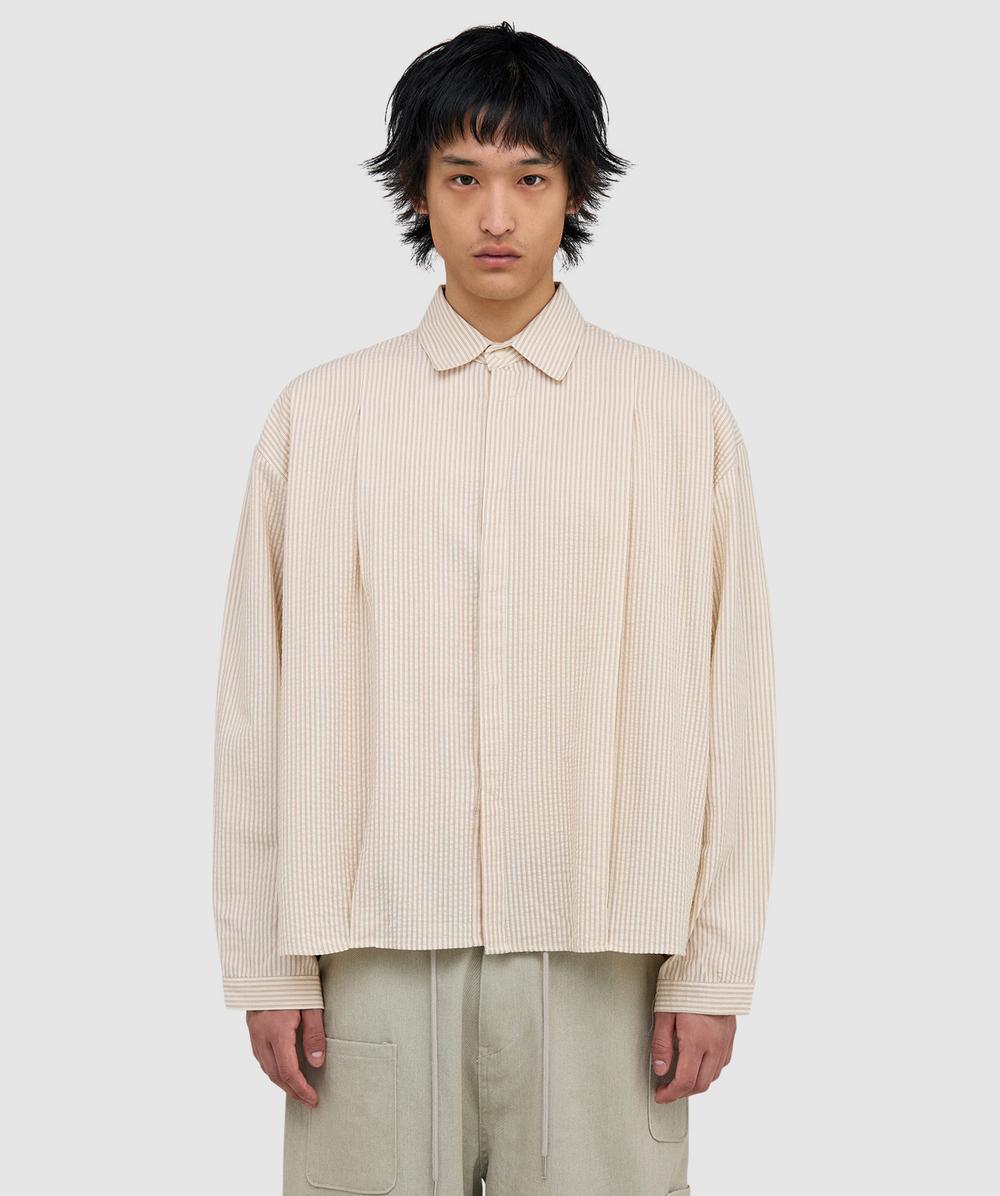 Estudio Niksen Boxy Pleated Shirt In Brown