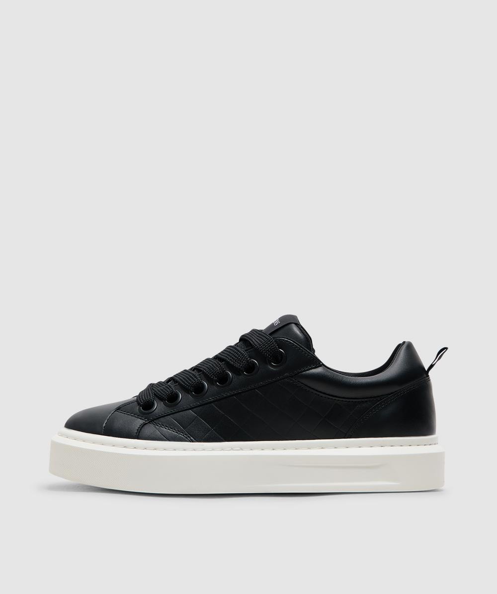 Cleens Ace Woven Leather Sneaker In Black