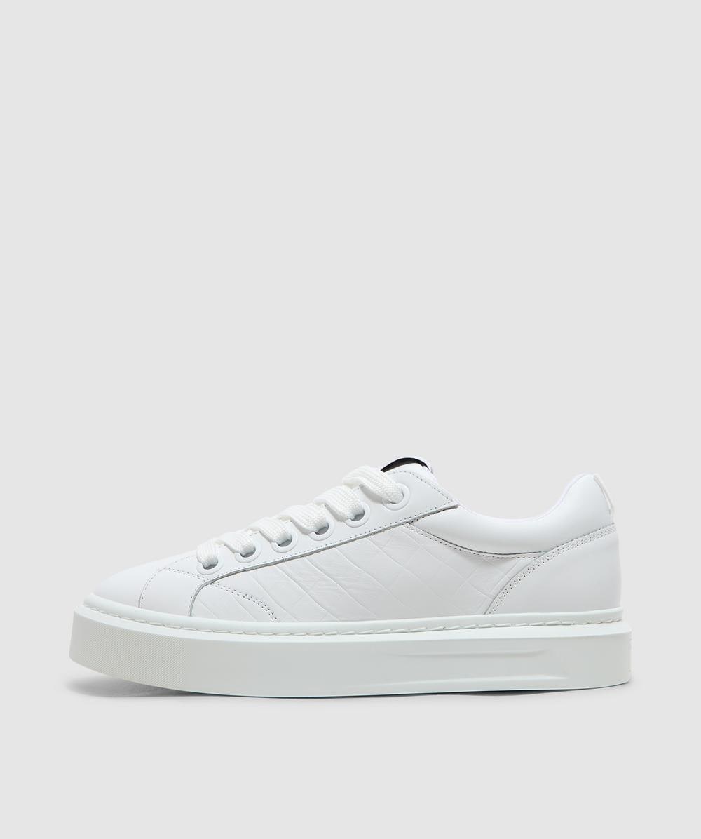 Cleens Ace Woven Leather Sneaker In White