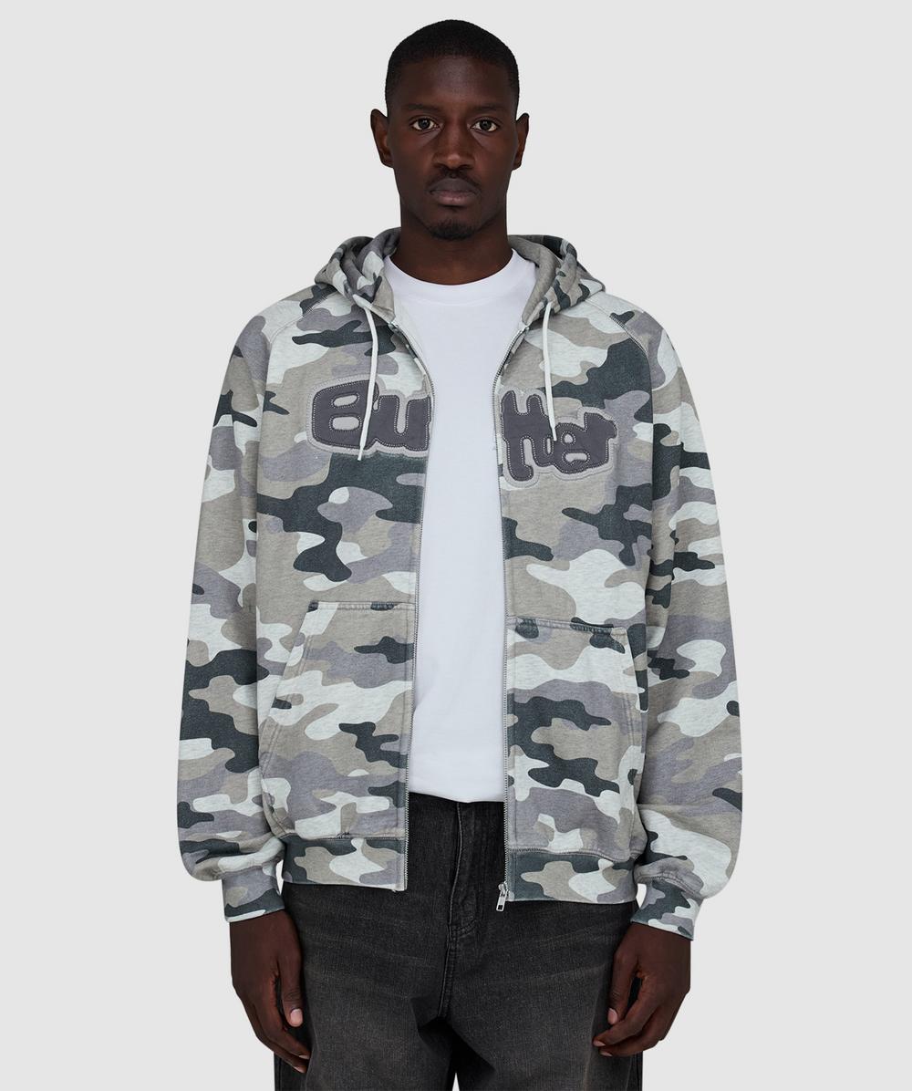 Butter Goods Stretch Zip Thru Hoodie In Grey