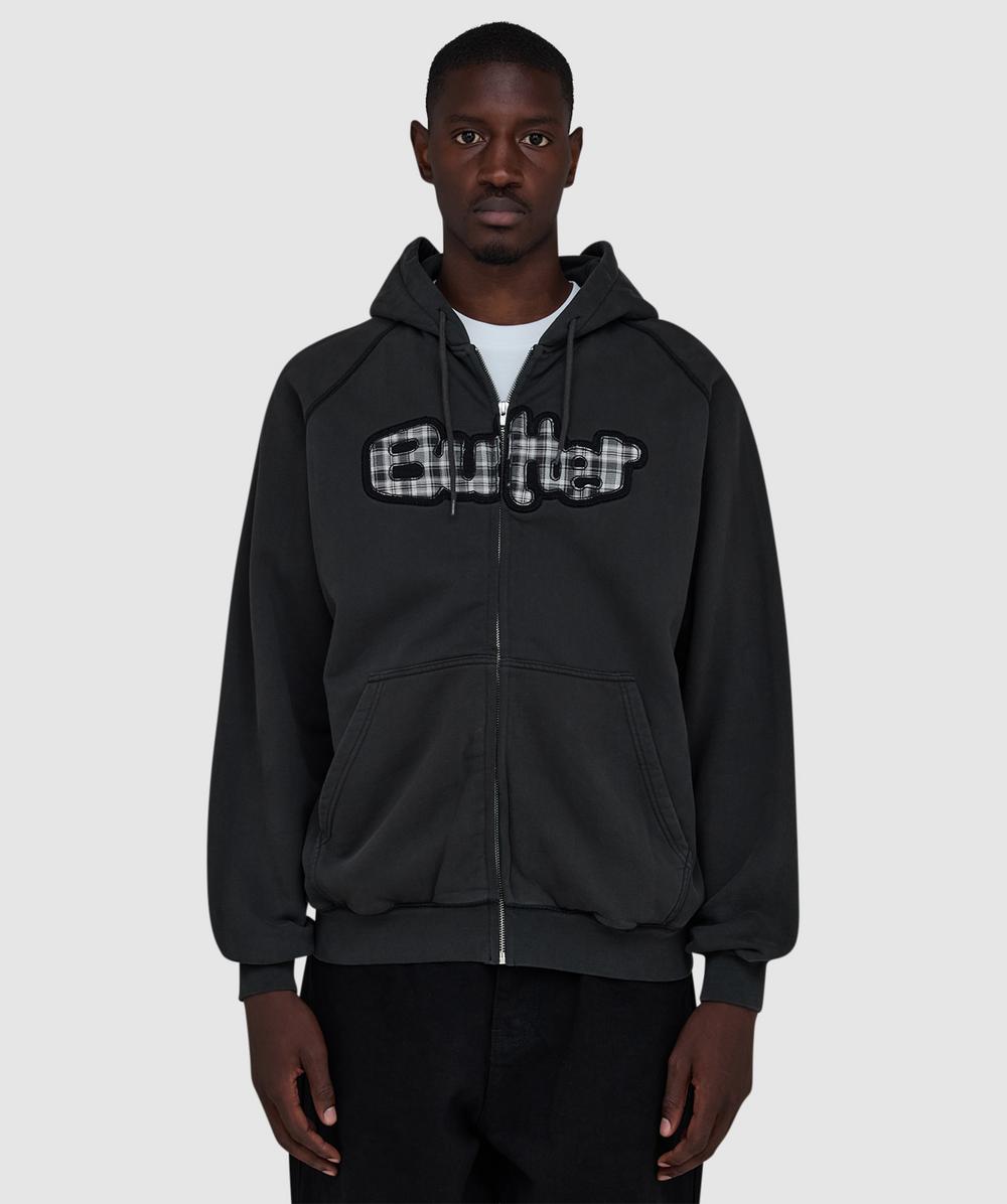 Butter Goods Stretch Zip Thru Hoodie In Black
