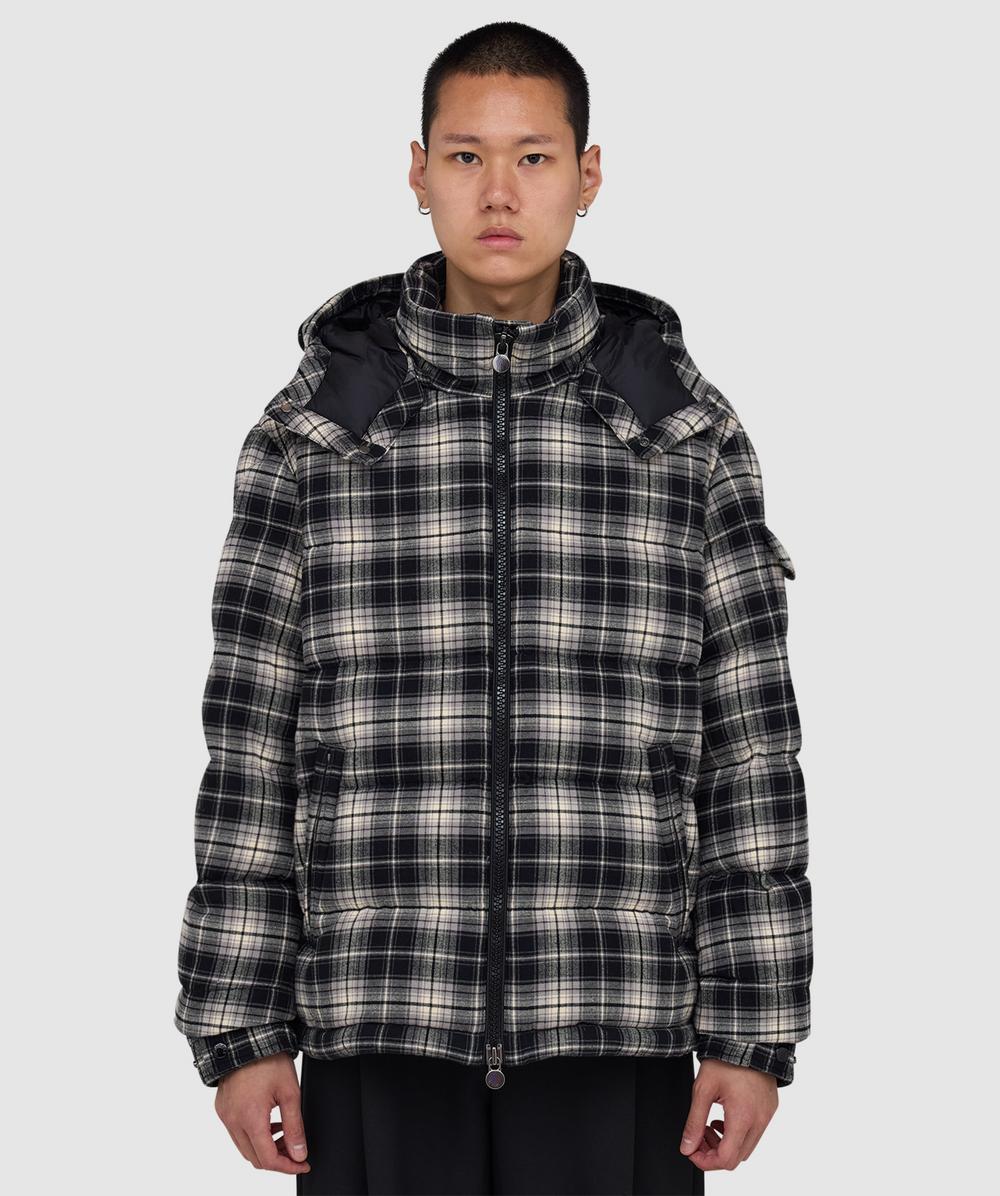 Moncler Men's Black /Ivory Check-Pattern Down Jacket - Image 4