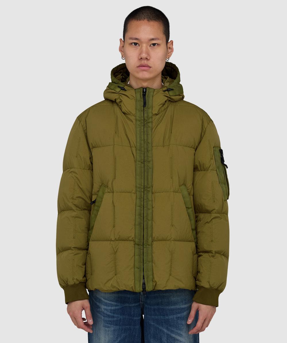 Stone Island Garment dyed crinkle reps NY hooded down jacket
