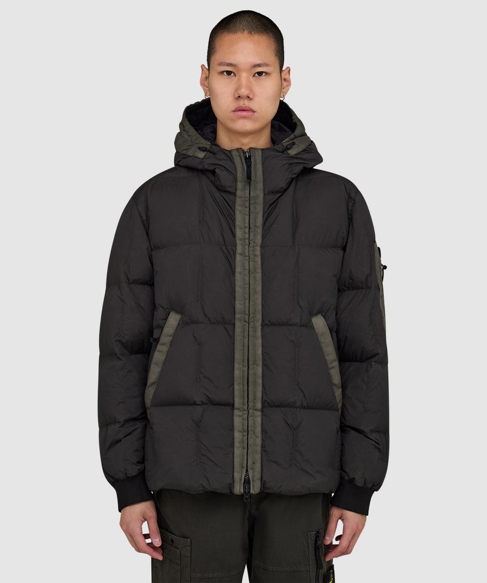 Stone Island Down Jacket With Hood - Male - Down Jackets - Gray - L - Jackets - Image 2