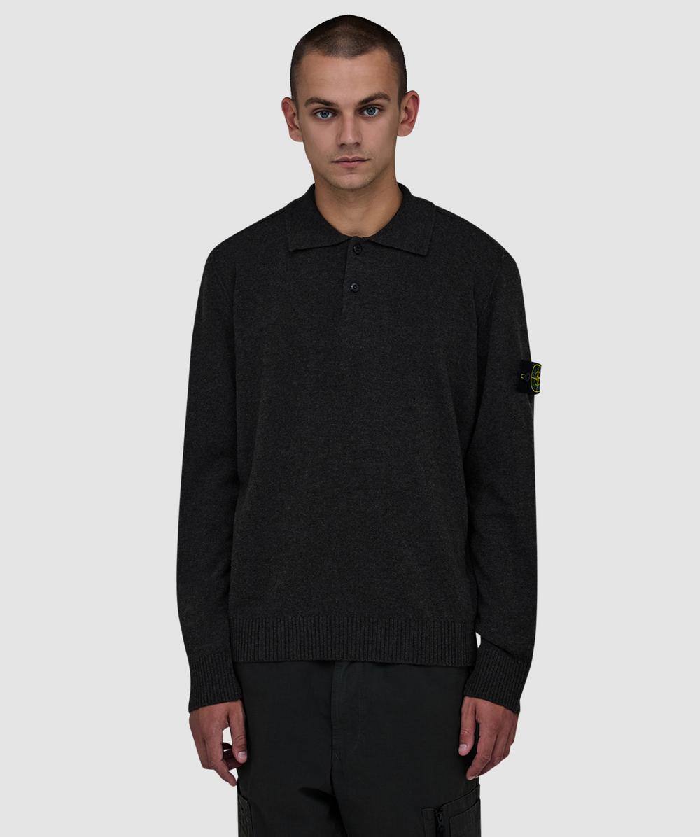 Stone Island Men's Grey Long Sleeve Polo Shirt ( - Xxl) - Size Xxl