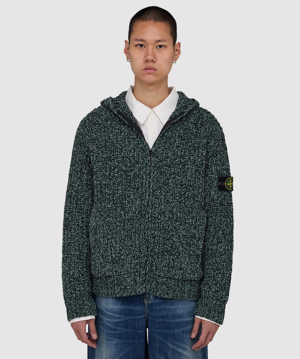 Stone Island Men's Cotton Chenille Oversized-Fit Full-Zip Knitted Top - Green V0M5S - L - Image 3