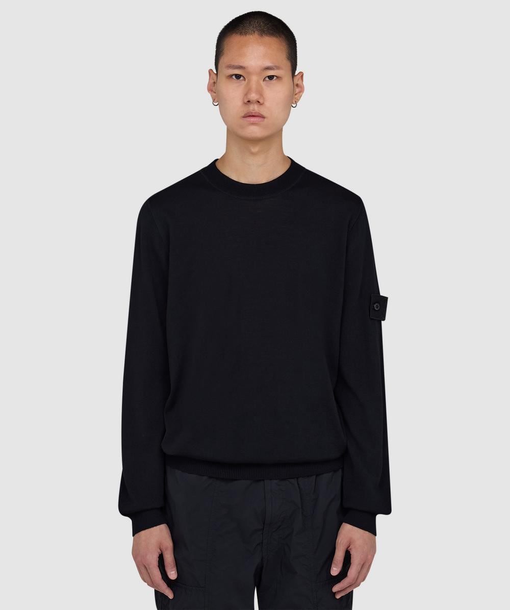 Stone Island Men's Black Ghost Light Pure Rws Wool Sweater ( - Xxl) - Size Xxl
