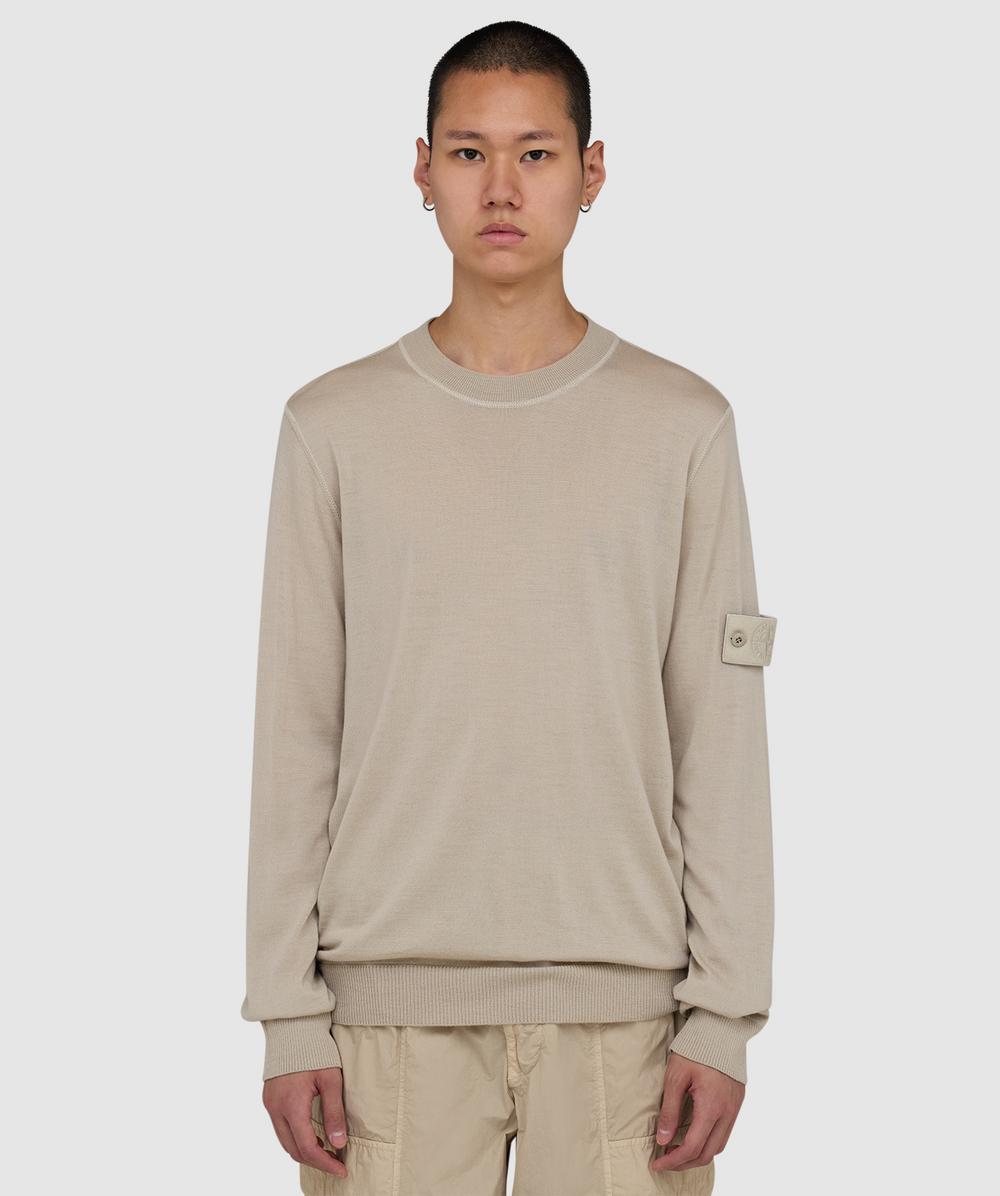 Stone Island , Round-Neck Knitwear, Male, Beige, 2XL, Ghost Crewneck Jumper - Image 3