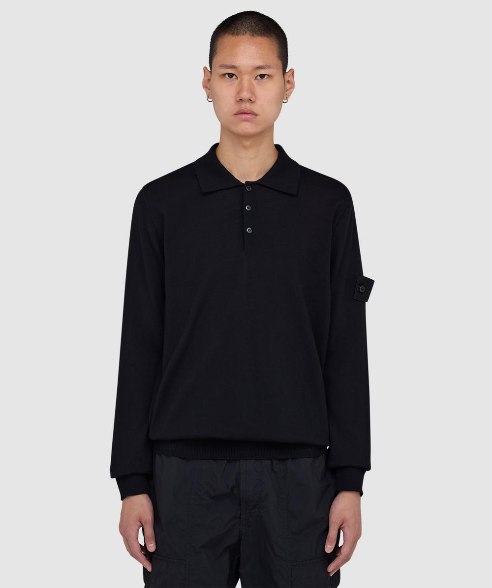 Stone Island , Polo Shirts, Male, Black, L, Knitted Polo - Image 3