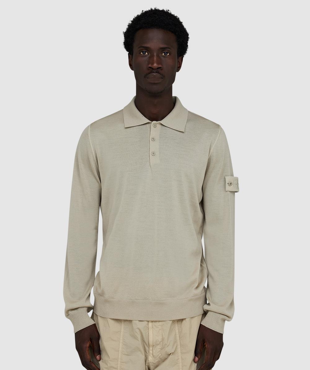 Stone Island SI GHOST KNIT LS POLO - Beige V0090 - M - Image 2