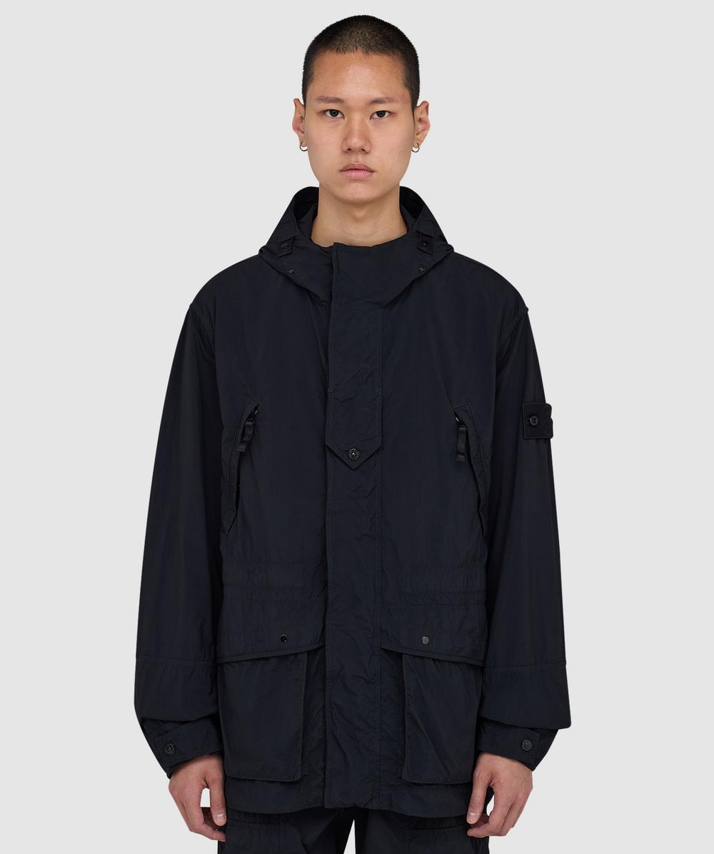 Stone Island Ghost nylon smerigliato parka jacket | BLACK | SEVENSTORE