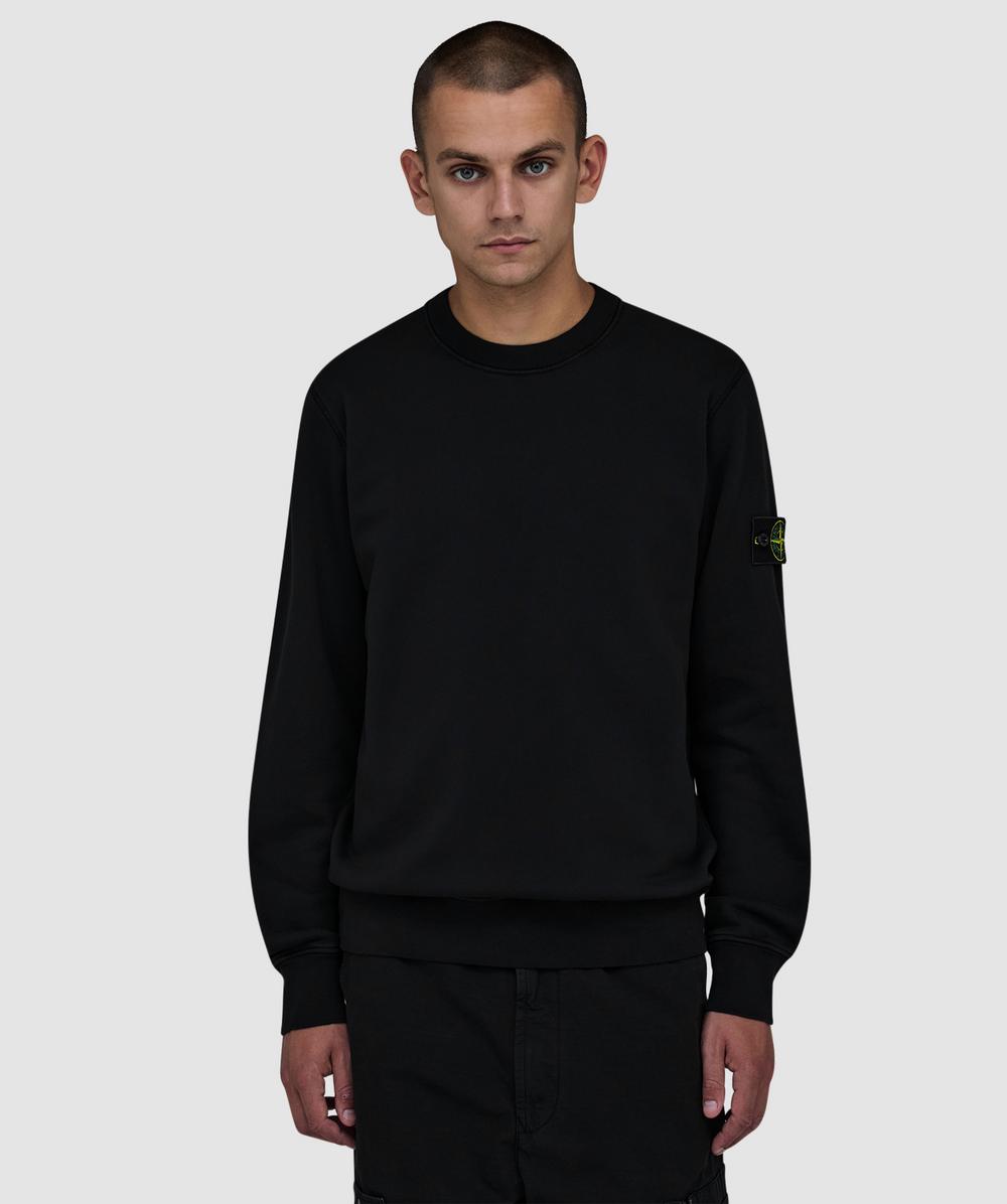 Stone Island , Sweatshirts, Male, Black, L, Cotton Sweatshirt With Side Logo Patch - Image 2