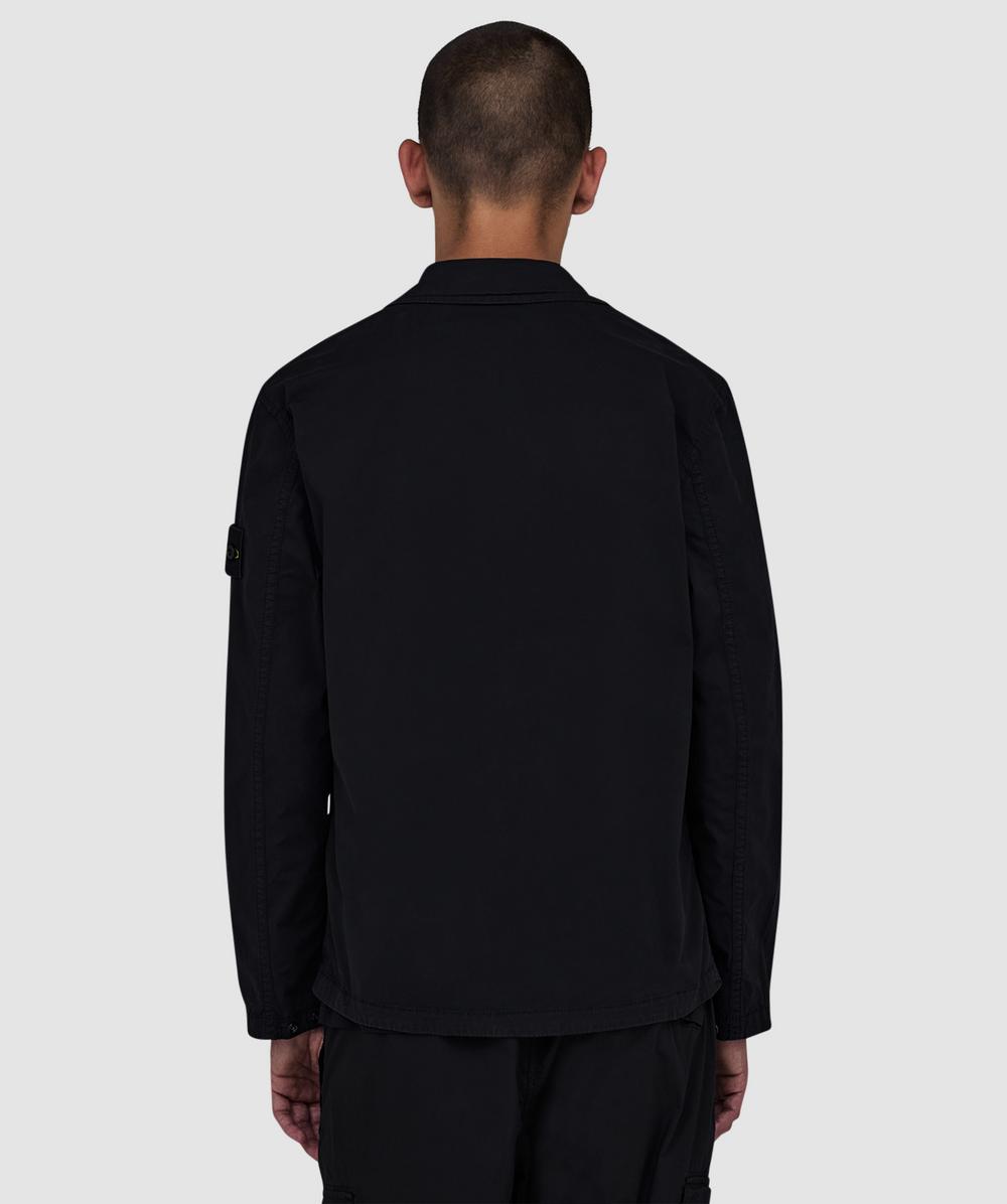 Stone Island Stretch organic cotton twill hooded overshirt | BLACK