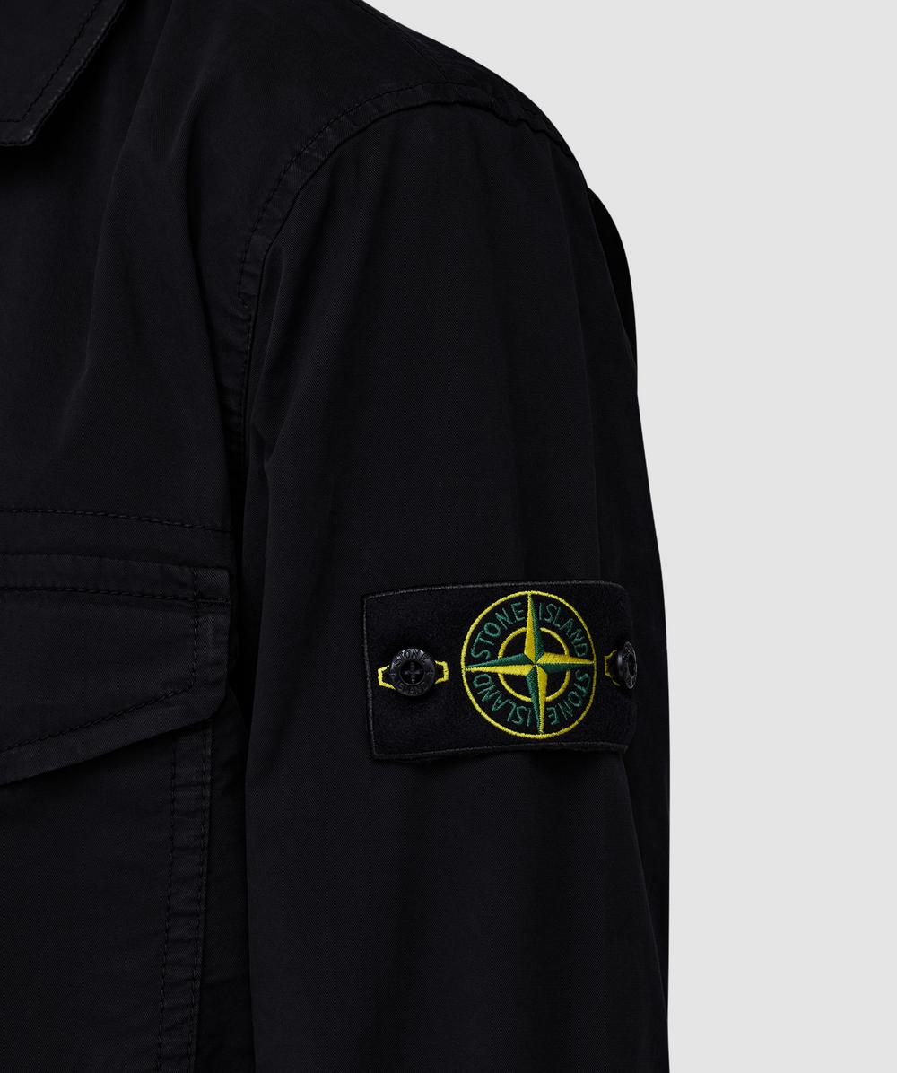Stone Island Stretch organic cotton twill hooded overshirt | BLACK