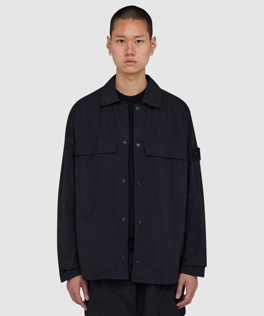 Stone Island Men's Black Ghost Nylon Smerigliato Overshirt ( - L) - Size L