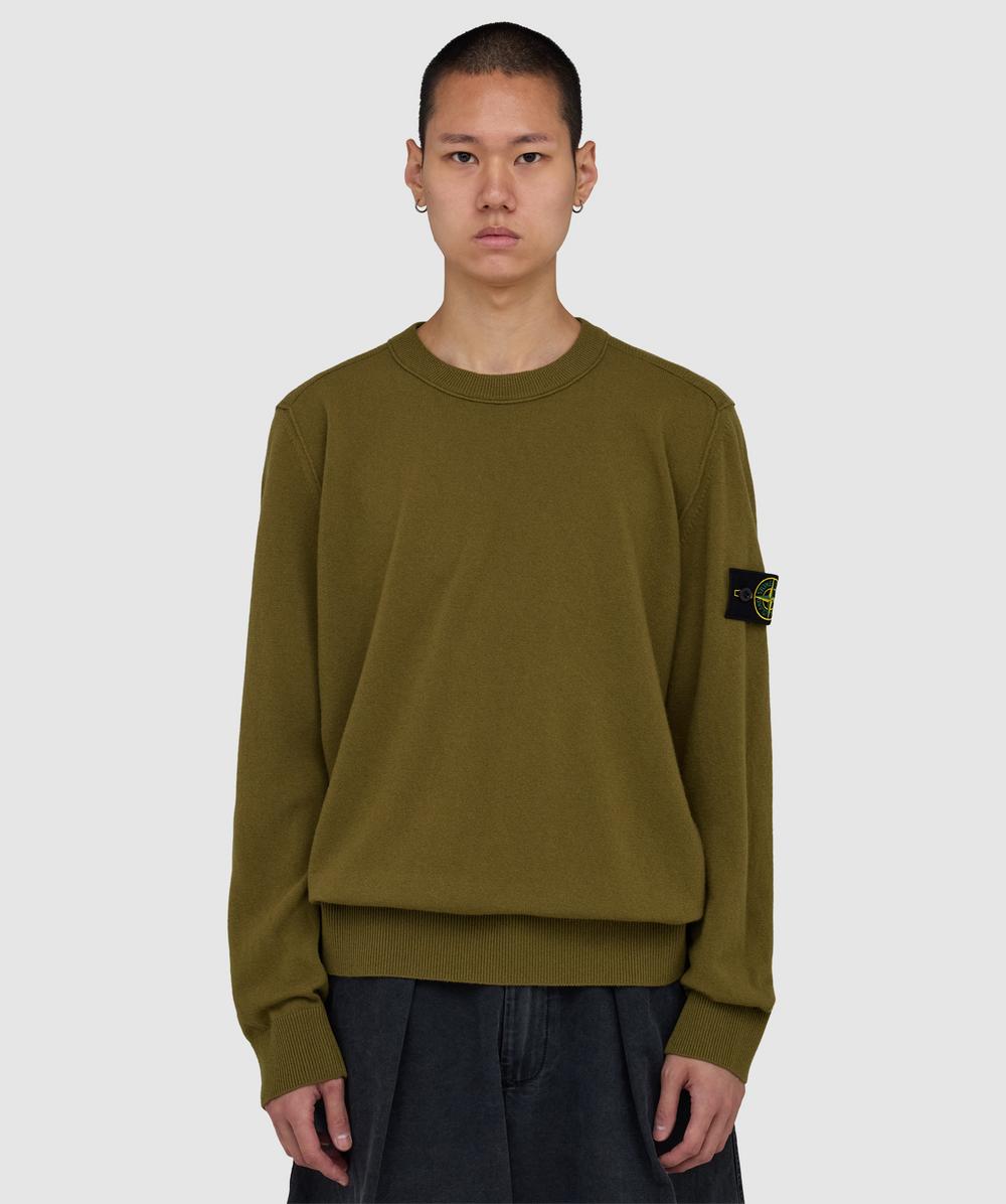 Stone Island Men's Green Cactus-Colored Crewneck Sweater In Wool - Image 2