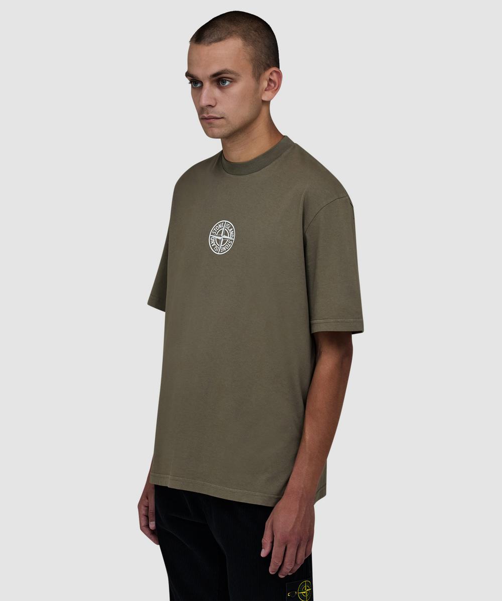 Stone Island Central logo t-shirt | KHAKI | SEVENSTORE
