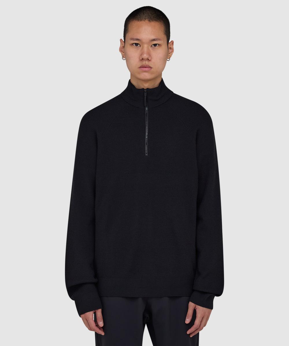 Veilance Conic Wool Half Zip Sweatshirt In Black