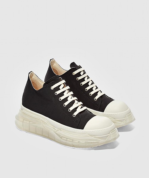 RICK OWENS ABSTRACT CLEAR SOLE SNEAKER | BLACK | SEVENSTORE