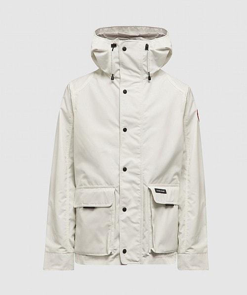 Canada Goose Lockeport Funnel-neck Relaxed-fit Woven-blend Hooded Jacket In North White Star