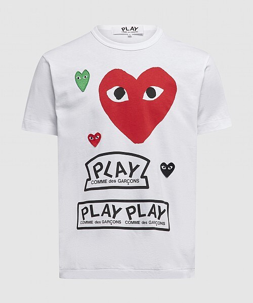 COMME DES GARÇONS MULTI HEART GRAPHIC T-SHIRT