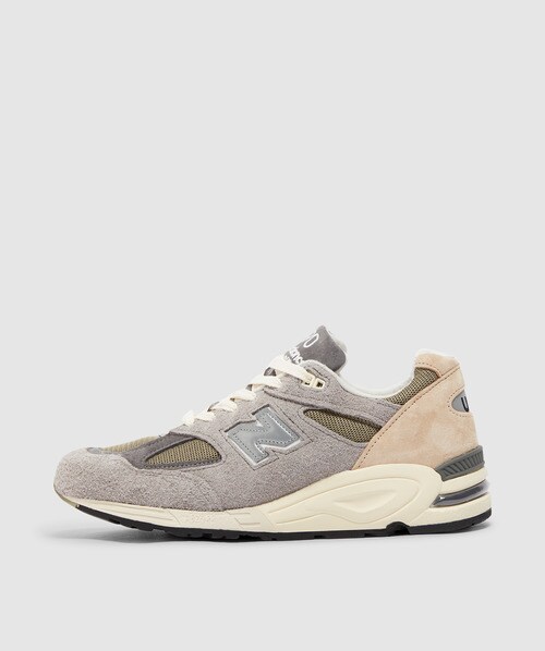 New Balance Grey & Khaki Teddy Santis Edition Made In Usa 990v2 Sneakers In Grey/pink/white