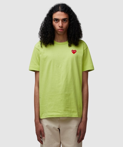 Comme Des Garçons Play Small Chest Logo T-shirt In Green/red