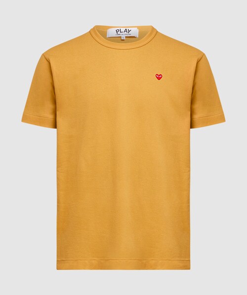 Comme Des Garçons Play Mini Heart Chest Logo T-shirt In Yellow/red