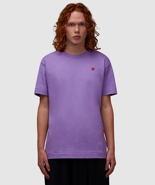 Shop Comme Des Garçons Play Mini Heart Chest Logo T-shirt In Purple/red