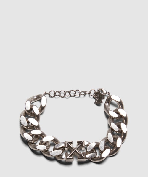 Off-white Arrow Chained Bracelet In Silver