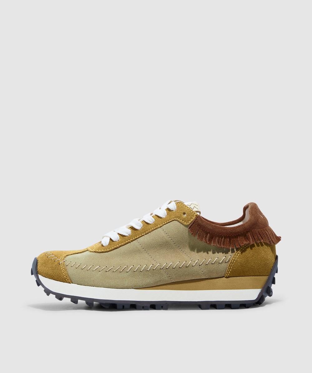 Visvim Yellow & Brown Walpi Runner Sneakers In Khaki