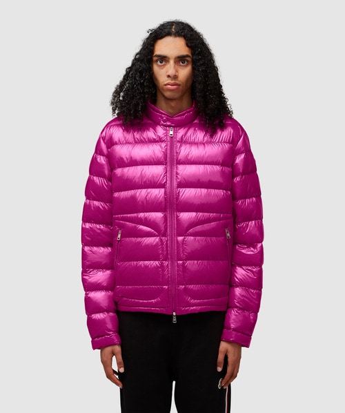 Moncler Fucsia Acorus Short Down Jacket In Red | ModeSens