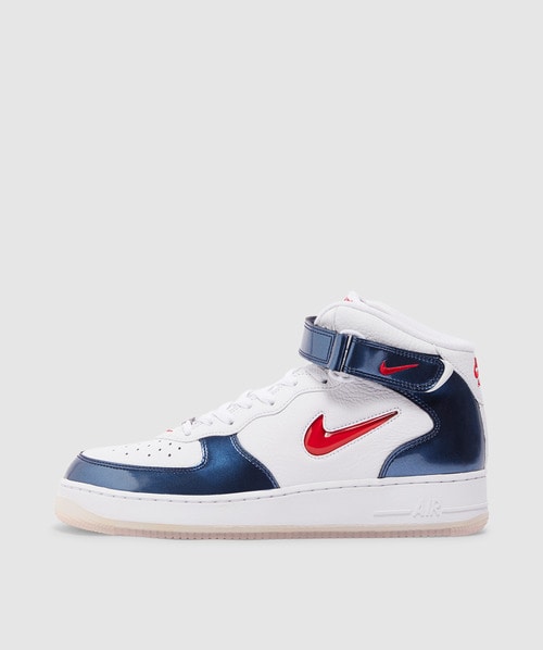 Nike Men's Air Force 1 Mid Qs Sneaker In White/university Red In White/university Red-midnight Navy-white